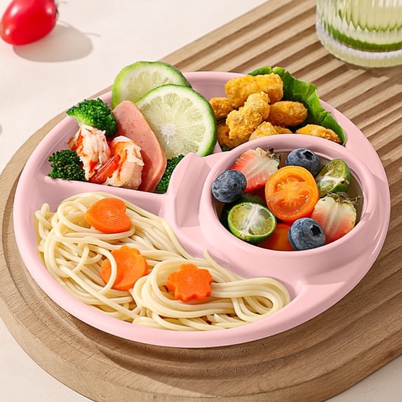 7.7 Inch Plastic Divided Plate Portion Control Tray Sectioned Dinner Plate for Home Kitchen Students Meal Prep