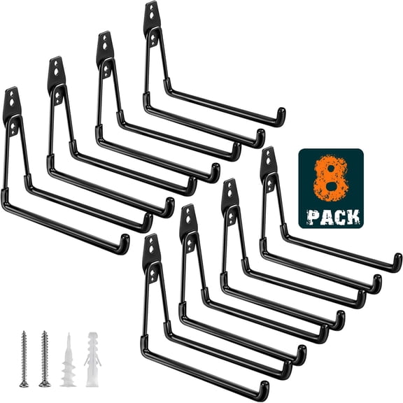 7.7 Inch U Shaped Heavy Duty Wall Mounted Garage Hooks 8 Pack