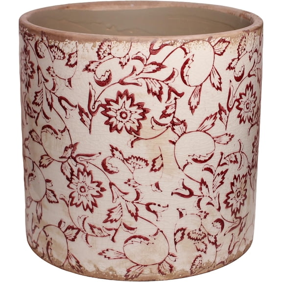 7.7" Planters For Indoor Outdoor Plants, Rustic Pots For Plants, Vintage Plant Pots Indoor, Tuscan Indoor Tree Pot, house decor, gardening gifts for women, Red Flower Pot Outdoor For Garden, Large