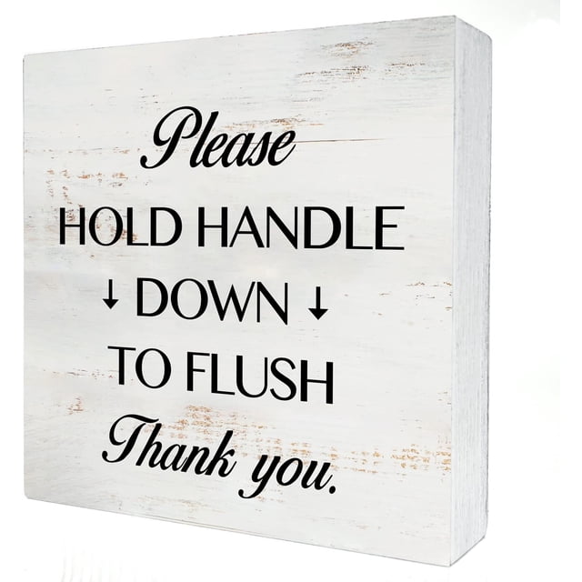 7"×7" Please Hold Handle Down to Flush Wood Box Sign Decor Rustic ...