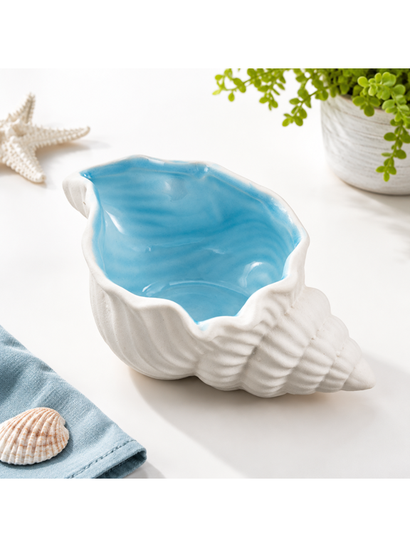 7.7" X 4.7" 3.5" Large Conch Dish Tray Seaconch Bowl Ceramic Ring Holder Decorative Trays Cute Organize Key Storfor Home Decor Por