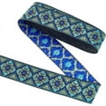 thumbnail image 1 of 7.7 Yard Blue Ethnic Style Jacquard Ribbon 1.3 inch Wide Rhombus Floral Pattern Woven Trim Vintage Embroidery Polyester Ribbons Fabric Trim, 1 of 10