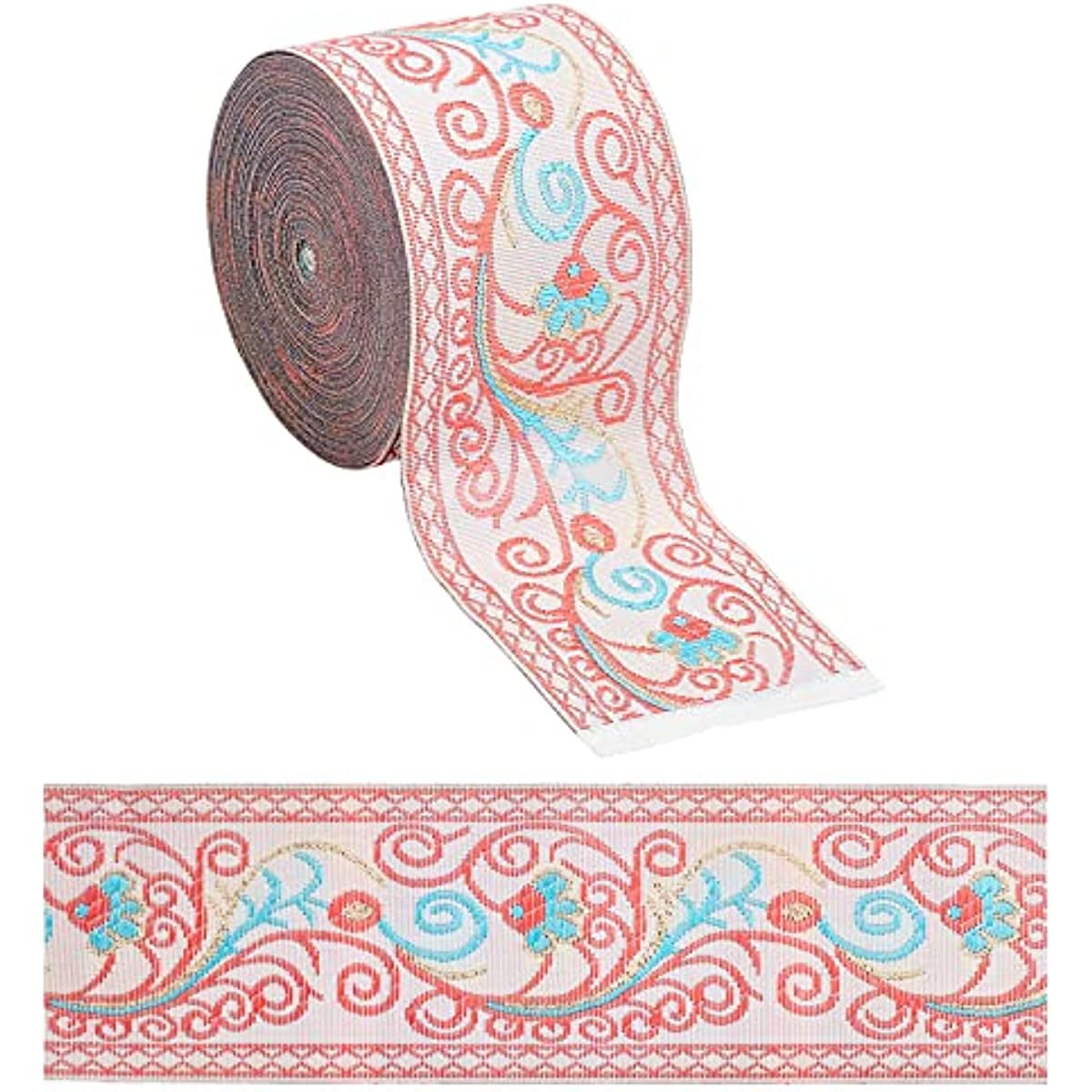 7.7 Yard Embroidered Jacquard Ribbon Vintage Embroidered Ribbon Floral ...