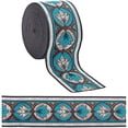 thumbnail image 1 of 7.7 Yard Embroidered Jacquard Ribbon Vintage Embroidered Ribbon Floral Woven Trim Fringe Fabric Bias Tape for Embellishment Craft DIY Clothing Accessories Decorations Teal, 1 of 9
