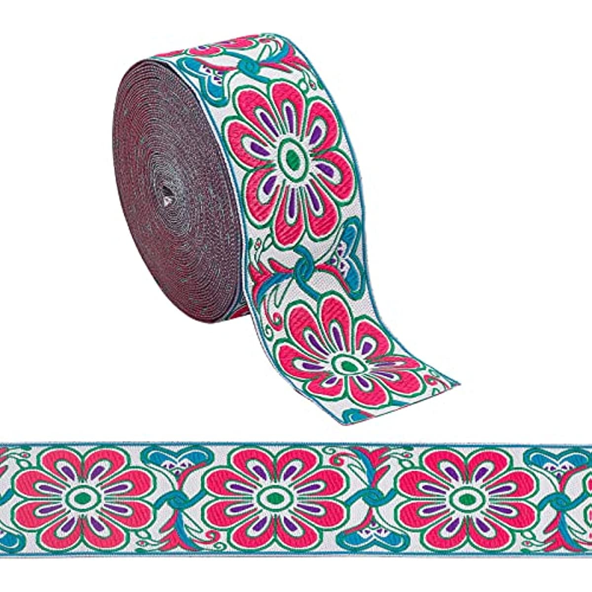 7METER 50MM Woven Jacquard Ribbon Trims Geometric Flower Totem Pattern For  Curtain And Clothing Accessory