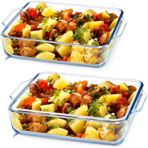 NUTRIUPS 7.7 in x 7.7 in 42 oz Glass Baking Casserole Dish, for Oven (2 Count)