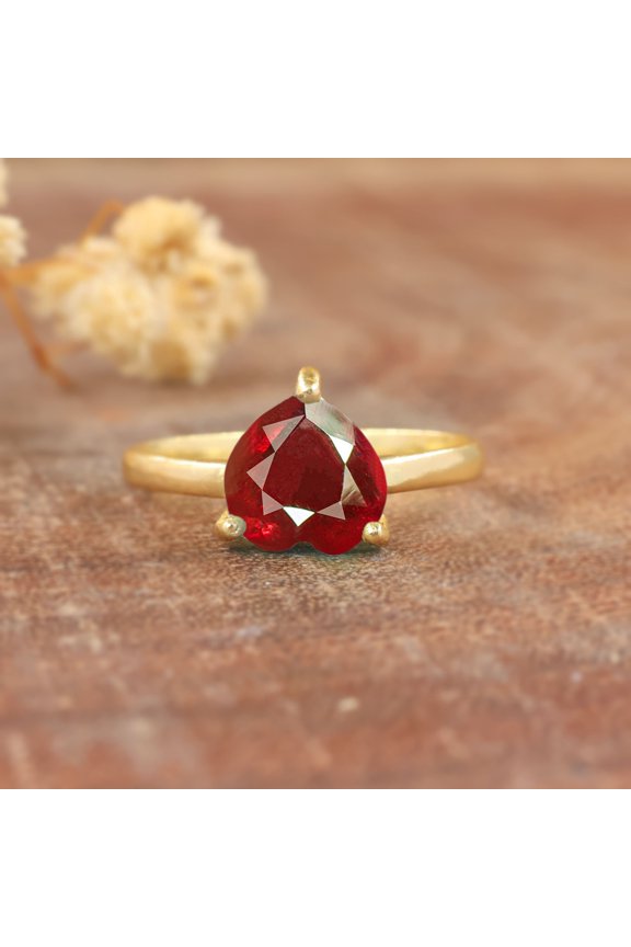 7*7 mm Heart Red Rose Wedding ring for women, 925 Silver Statement ring, July birthstone, Minimalist ring, AAA Ruby ring, Purpose ring, Promise ring for her