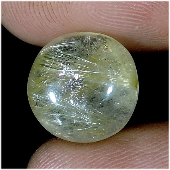 7.70 Carat Natural Golden Rutile Quartz Round Cabochon Gemstone For Ring