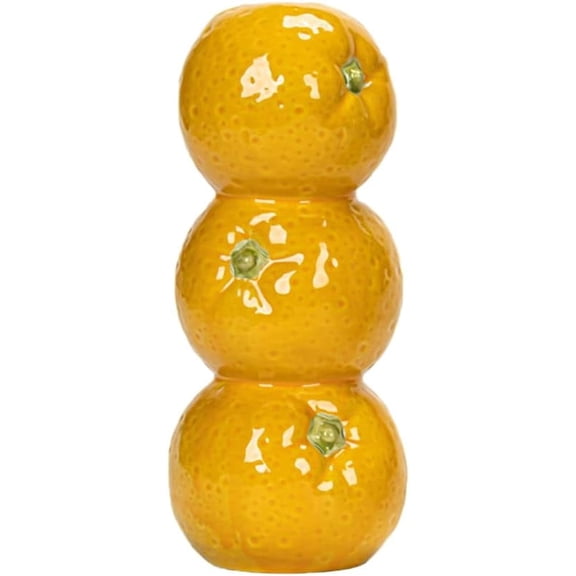 7.72 inch Orange Ceramic Vase, 3D Orange Fruit Shaped Decorative Flower Vase for Home Kitchen Tabletop Decor