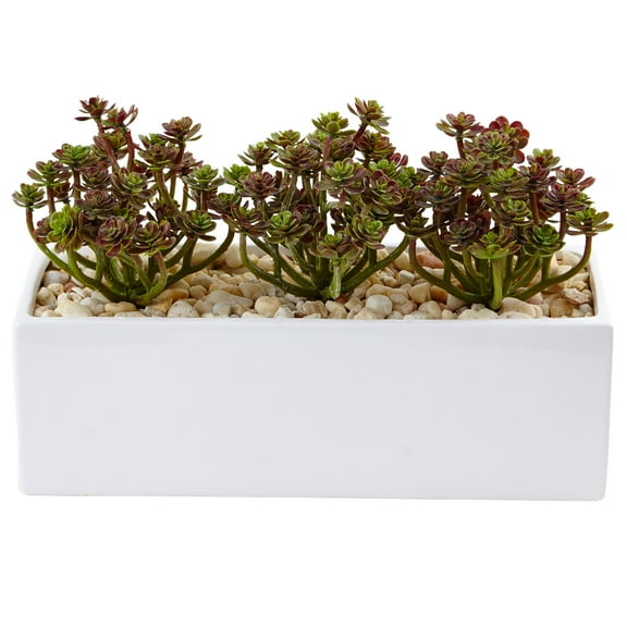 7.75"H Sedum Artificial Arrangement in Rectangular Planter