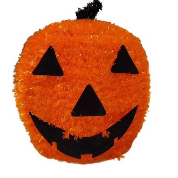 Ashland Halloween Bright Orange Tinsel Pumpkin 7 in