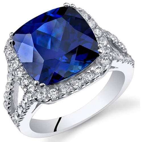 Blue sapphire cushion shop cut engagement rings