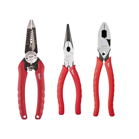 7.75 in. Combination 6-in-1 Wire Strippers Pliers with Lineman's Pliers with Crimper and Long Nose Pliers Set (3-Piece)