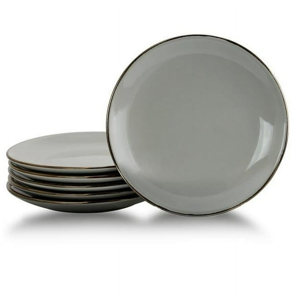 7.75 in. Tahitian Sand Salad Plate Set, Light Grey - 6 Piece