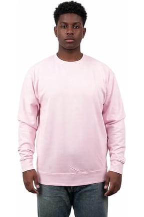 Unisex Crewneck Sweatshirt, Casual Fleece Cotton Blend Pullover, Regular Fit Long Sleeve Sweatshirt for Men & Women, Soft Warm Everyday Wear-LightPink