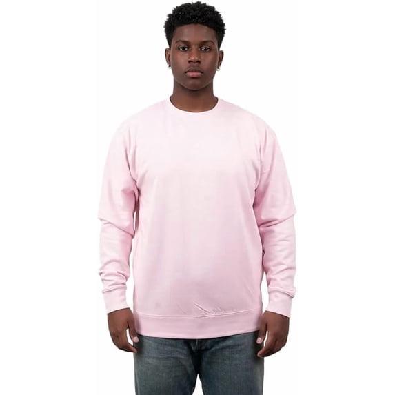 Milltex Unisex Crewneck Sweatshirt, Casual Fleece Cotton Blend Pullover, Regular Fit Long Sleeve Sweatshirt for Men & Women, Everyday Wear - LightPink