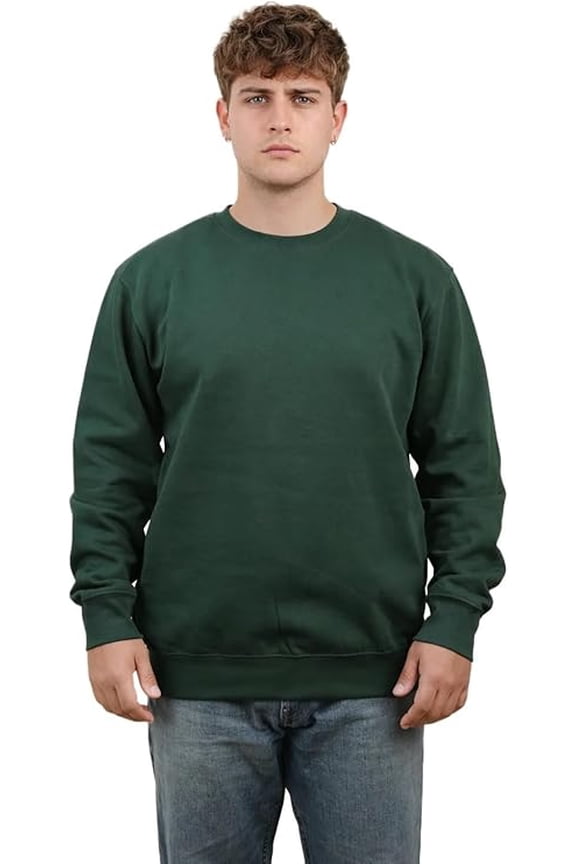 Unisex Crewneck Sweatshirt, Casual Fleece Cotton Blend Pullover, Regular Fit Long Sleeve Sweatshirt for Men & Women, Soft Warm Everyday Wear-Forest