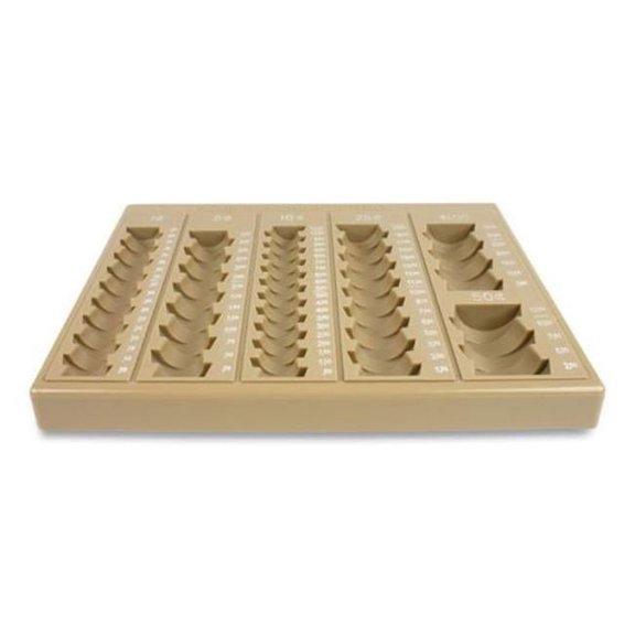 7.75 x 10 x 1.5 in. Plastic 6 Compartments Denominations Tray, Tan