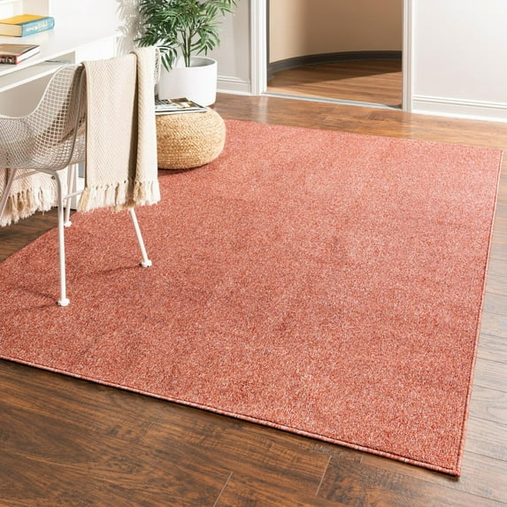Unique Loom Everyday Solid Collection Area Rug - Mono (7' 10" x 11' Rectangle Rust Red)