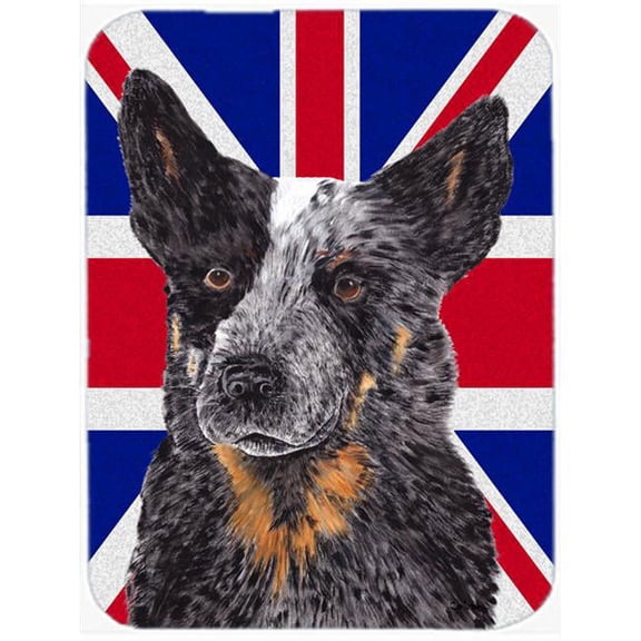 7.75 x 9.25 In. Australian Cattle Dog With English Union Jack British Flag Mouse Pad, Hot Pad Or Trivet
