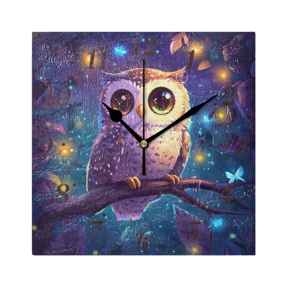 3d Cartoon Style Owl Wall Clock Square Clock Decoration Creative Clock Dual Use Black Pointer 7.78in