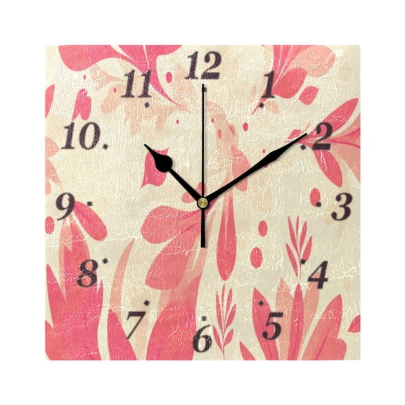 Abstract Flowers Design Wall Clock Square Clock Decoration Creative Clock Dual Use Black Pointer 7.78in