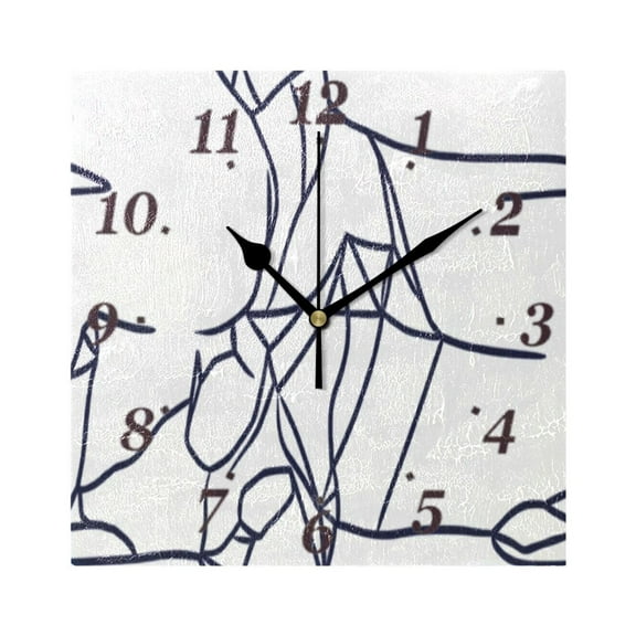 Abstract Line Art Design Wall Clock Square Clock Decoration Creative Clock Dual Use Black Pointer 7.78in