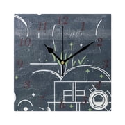 7.78in Abstract Plant Growth Square Wall and Table Clock Dual Use Vintage Design in Black or Gold