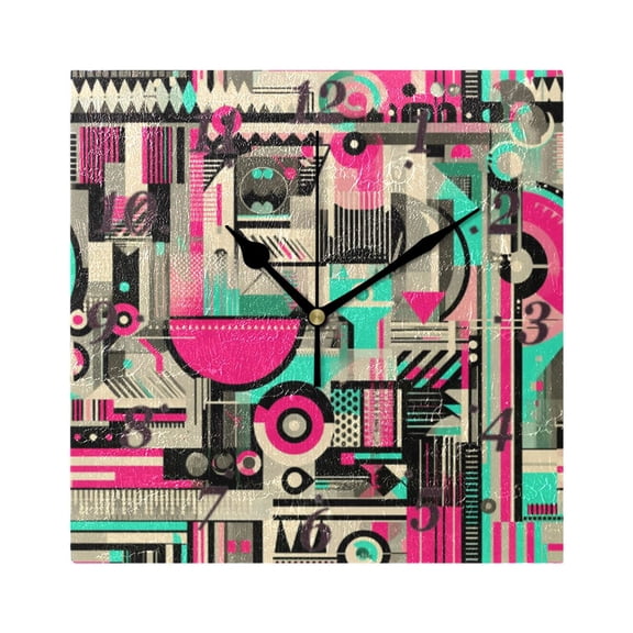 Abstract Shapes Design Wall Clock Square Clock Decoration Creative Clock Dual Use Black Pointer 7.78in