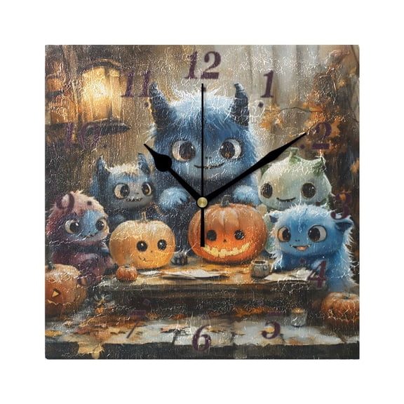 Adorable Little Monsters Wall Clock Square Clock Decoration Creative Clock Dual Use Black Pointer 7.78in