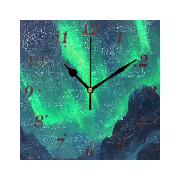 Aurora Wall Clock Square Clock Decoration Creative Clock Dual Use Black Pointer 7.78in
