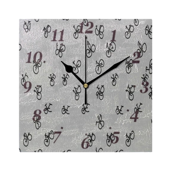 7.78in Bicycle Repeating Design Square Wall and Table Clock Dual Use Vintage Design in Black or Gold