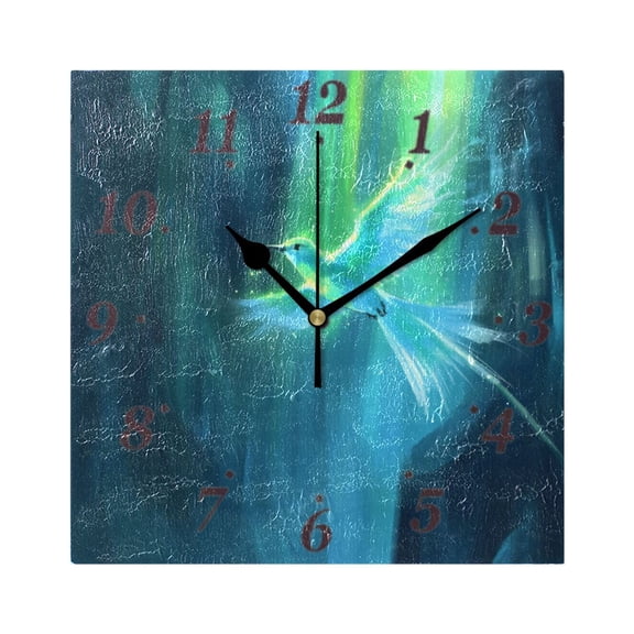 7.78in Bird Drawing Square Wall and Table Clock Dual Use Vintage Design in Black or Gold