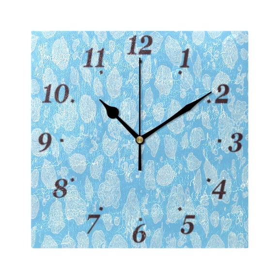 Botanical Leaf Collection Wall Clock Square Clock Decoration Creative Clock Dual Use Black Pointer 7.78in