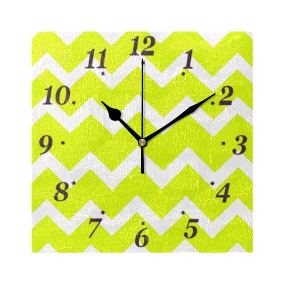 7.78in Bright Chevron Pattern Square Wall and Table Clock Dual Use Vintage Design in Black or Gold