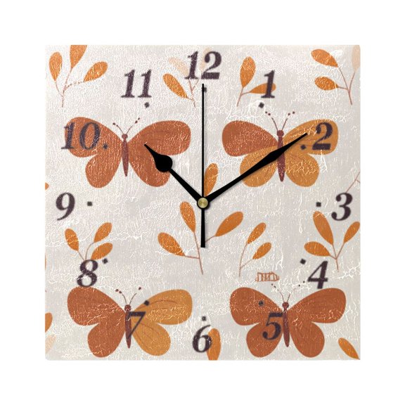 Butterfly Dance Pattern Wall Clock Square Clock Decoration Creative Clock Dual Use Black Pointer 7.78in