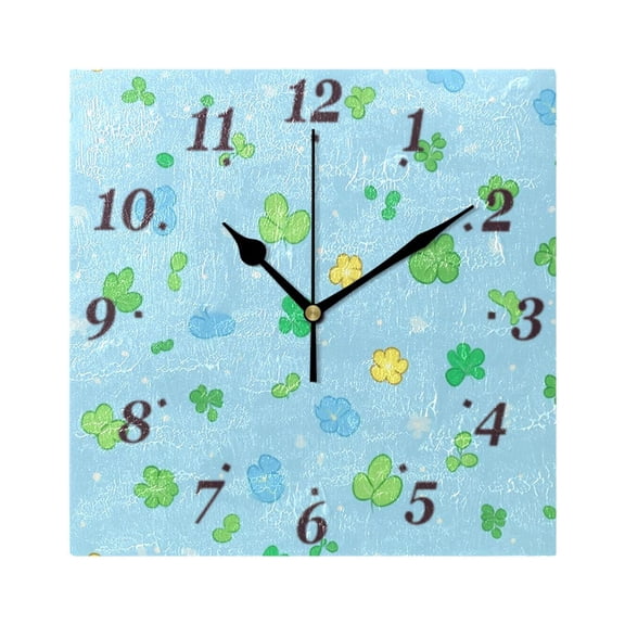 7.78in Cartoon Leaf Print Square Wall and Table Clock Dual Use Vintage Design in Black or Gold
