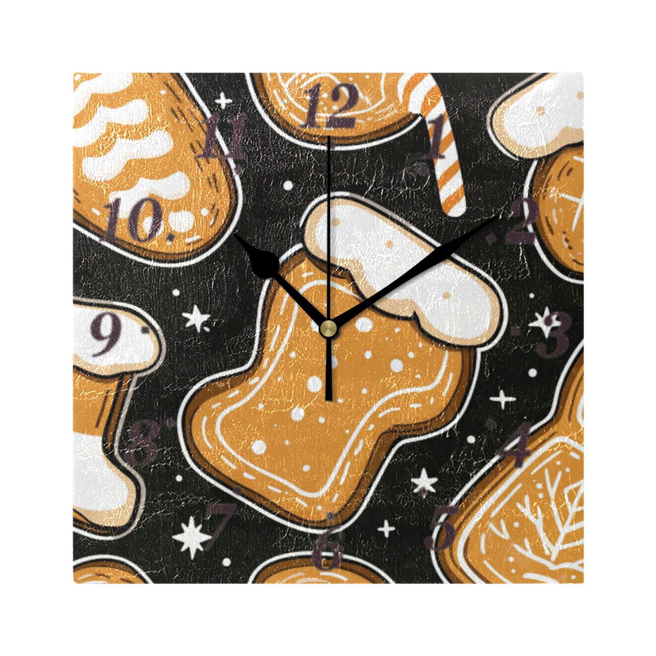 Cartoon Snack Pattern Wall Clock Square Clock Decoration Creative Clock ...