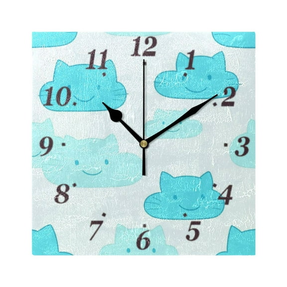 7.78in Cat Faced Clouds Pattern Square Wall and Table Clock Dual Use Vintage Design in Black or Gold