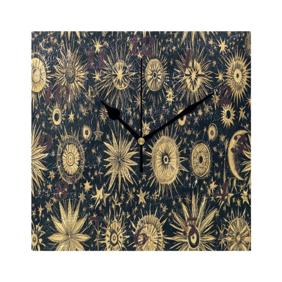 Celestial Patterns Wall Clock Square Clock Decoration Creative Clock Dual Use Black Pointer 7.78in