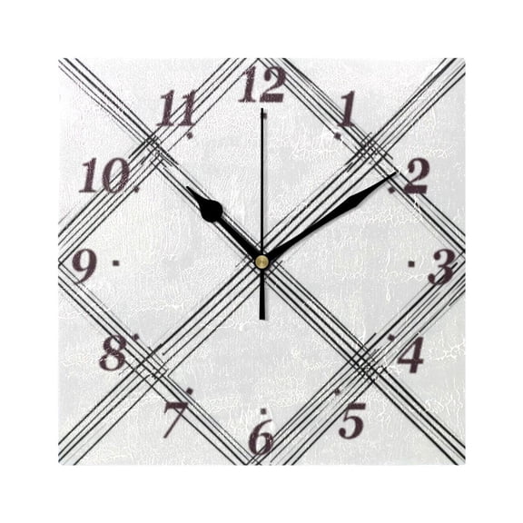 7.78in Checked Line Design Square Wall and Table Clock Dual Use Vintage Design in Black or Gold