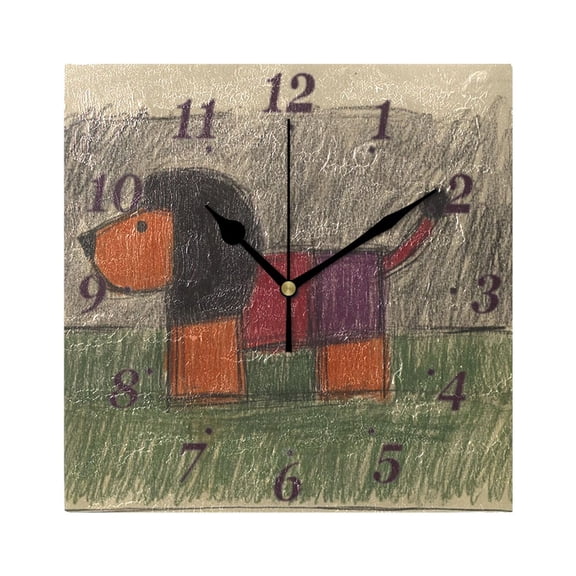 Childlike Abstract Lion Wall Clock Square Clock Decoration Creative Clock Dual Use Black Pointer 7.78in