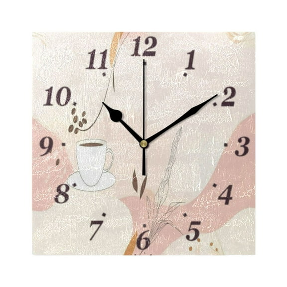 7.78in Coffee and Coffee Beans Square Wall and Table Clock Dual Use Vintage Design in Black or Gold