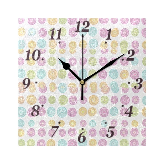 Colorful Citrus Wall Clock Square Clock Decoration Creative Clock Dual Use Black Pointer 7.78in