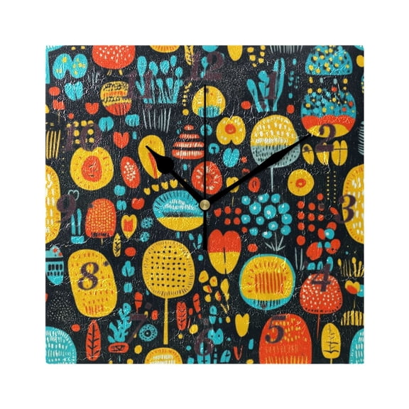 Colorful Garden Wall Clock Square Clock Decoration Creative Clock Dual Use Black Pointer 7.78in