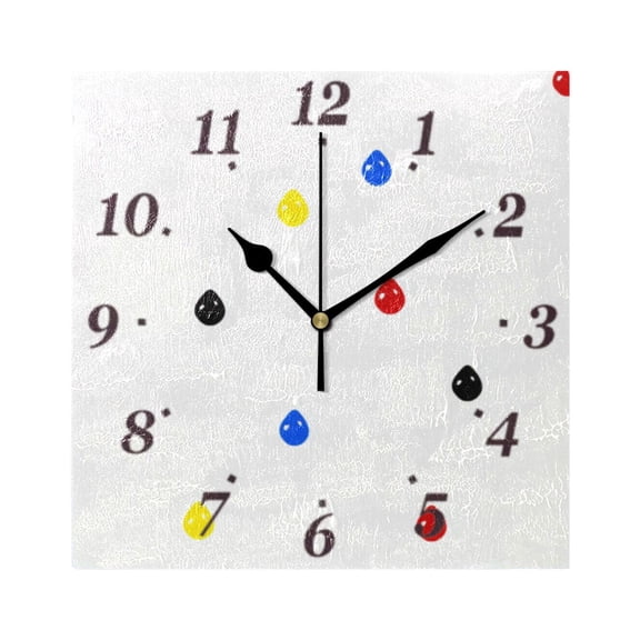 Colorful Water Droplets Wall Clock Square Clock Decoration Creative Clock Dual Use Black Pointer 7.78in