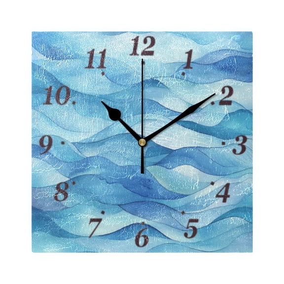 7.78in Cool Toned Waves Pattern Square Wall and Table Clock Dual Use Vintage Design in Black or Gold