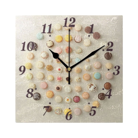 Cupcakes Wall Clock Square Clock Decoration Creative Clock Dual Use Black Pointer 7.78in