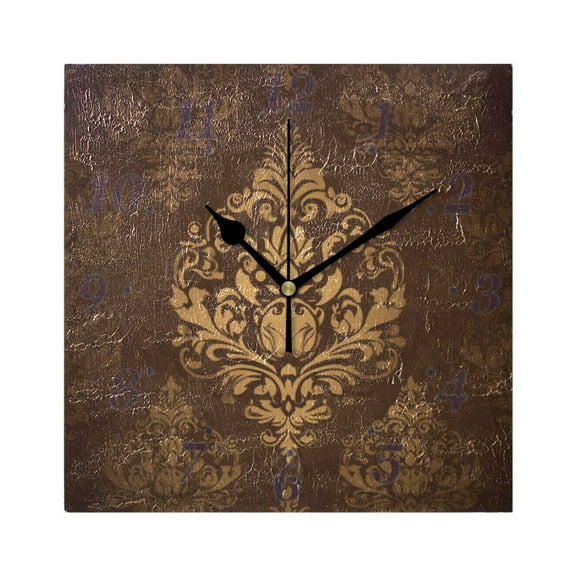 Damask Pattern Wall Clock Square Clock Decoration Creative Clock Dual Use Black Pointer 7.78in