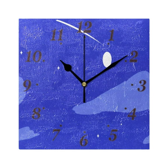 Dreamy Night Sky Wall Clock Square Clock Decoration Creative Clock Dual Use Black Pointer 7.78in